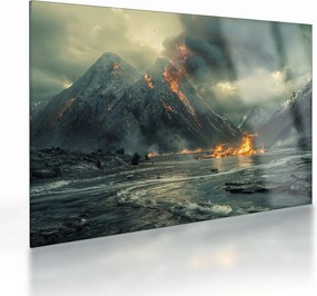 Tablou pe sticlă - Erupție vulcanică (70x50 cm)