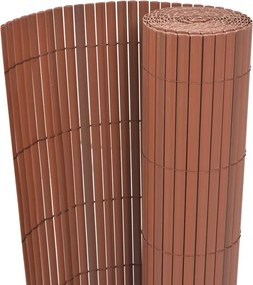 vidaXL Gard de grădină cu două fețe, maro, 90 x 500 cm, PVC