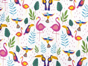 Lenjerie de pat din bumbac pentru patut TROPICAL FLAMINGO alb Dimensiune lenjerie de pat: 45 x 65 cm | 90 x 135 cm