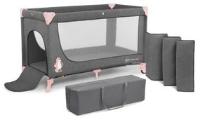 KINDERKRAFT JOY - pătuț de călătorie gri-roz