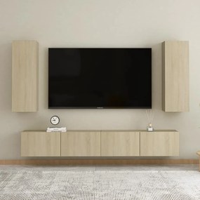 vidaXL Set de dulapuri TV, 4 piese, stejar sonoma, lemn prelucrat