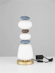 Veioza LED decorativa ceramica maro, albastru, alb, PALO