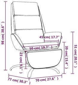 Scaun de relaxare cu taburet, crem, catifea