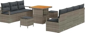 vidaXL Set de canapele pentru grădină cu pernă 10 pcs Gri poliratan