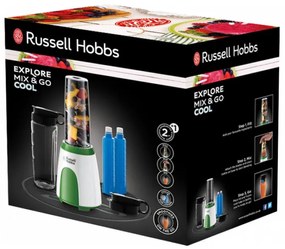 Blender Russell Hobbs Explore Mix & Go Cool 25160-56, 300 W, 600 ml, fără BPA, Otel inoxidabil, Design ergonomic, Alb/verde