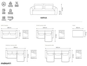 Colțar albastru extensibil/cu spațiu de depozitare (cu colț pe partea stângă/cu șezlong) Kapua – Makamii