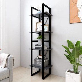 vidaXL Bibliotecă cu 4 rafturi, gri, 40x30x140 cm, PAL