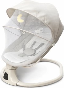 Leagan electric bebelusi 0-12 luni Kidizi Velara bej, spatar reglabil, salteluta si pernuta detasabile, dimensiune generoasa, melodii si sunete, telecomanda, Bluetooth, alimentare priza si baterii