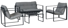 Outsunny Set de mobilier de grădină 4 piese 4 persoane cu canapea pentru 2 persoane, 2 fotolii și masă de cafea gri | Aosom Romania