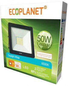 Proiector LED Ecoplanet, Slim Tablet SMD, 50W (300W), 4500LM, IP65, 175-265V, lumina rece 6500k Lumina rece - 6500K