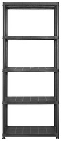 Raft de depozitare cu 5 polite, negru, 284x38x170 cm, plastic 284 x 38 x 170 cm, 1