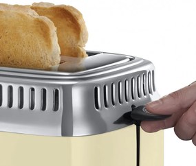 Prajitor de paine Russell Hobbs Retro Vintage Cream 21682-56, 1300W, 2 felii, 6 trepte, Indicator retro, Lift & Look, Quick Toast, Cream/Inox