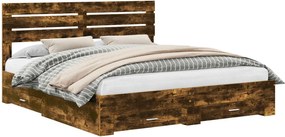 vidaXL Cadru de pat Stejar fumuriu 200 x 200 cm Lemn compozit