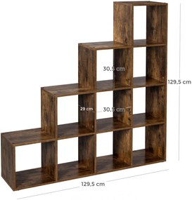 RAI221 - Rafturi 129 cm, pentru living, birou, hol, stil industrial - Maro