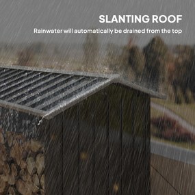 Outsunny Suport de Lemne cu Structură din Oțel Galvanizat 240x86x160cm Negru | Aosom Romania