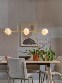 Lustra cu 6 globuri din sticla cu aspect de marmura Carrara auriu