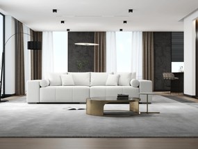 Canapea extensibilă dumonde cu ladă de depozitare si sezut confortabil din spuma high-density, Marbela Euphoria Ivory XXL 295x100 cm