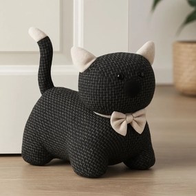 Opritor ușă, în formă de animăluț pisicuță, culoarea negru, 19x20 cm