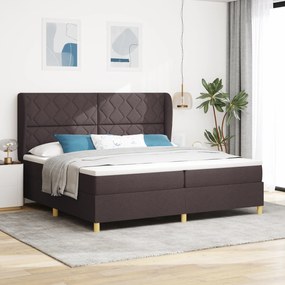vidaXL Pat box spring cu saltea, maro închis, 200x200 cm, textil