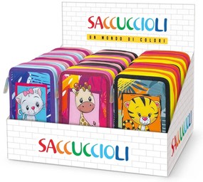 Penar echipat - Colectia Puppies cu 3 fermoare (18 markere si 18 creioane colorate) - 13 x 20 x 6.5 cm (12buc/display)