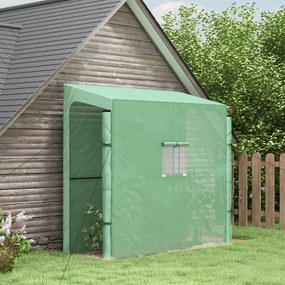 Outsunny Sera Inclinata Portabila 200x80x200cm cu 2 Usi Rulante Fereastra Plasa Verde | Aosom Romania