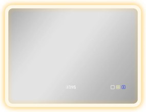 HOMCOM Oglindă LED pentru Baie cu Bluetooth, Iluminare Reglabilă și Funcție de Memorare, din Sticlă Securizată, 80x60x3,5 cm | Aosom Romania