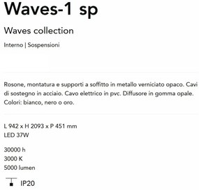 Lustra LED suspendata Waves-1 sp negru
