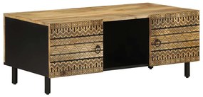 vidaXL Măsuță de cafea, negru, 100x54x40 cm, lemn masiv brut de mango