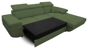 Colțar extensibil în L CASTELO, cu spațiu de depozitare, pe partea dreaptă, verde