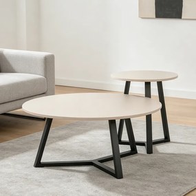 Masuta Laterala Rotunda Belora Culoare Naturala Si Negru Metal D45x52 Cm