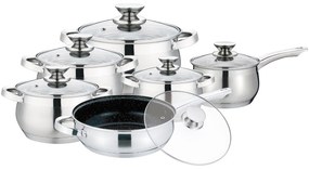 Set oale inox  si tigaie marmorata, cu capace, 12 piese Royalty Line RL 1231B