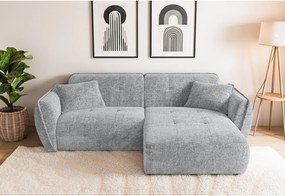 Colțar gri deschis cu tapițerie din chenille (cu colț pe partea dreaptă/cu șezlong) Nelia – Ropez