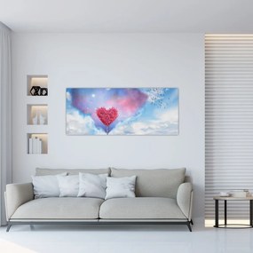 Tablou - Copac de inimă roz (120x50 cm)