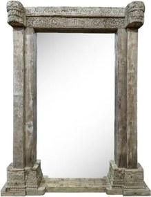 Oglindă din lemn masiv de tec sculptat manual, 150x18x210 cm, "Ancient"