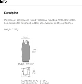 Ghiveci / Jardiniera plante design decorativ modern FAZ PLANTER XL III