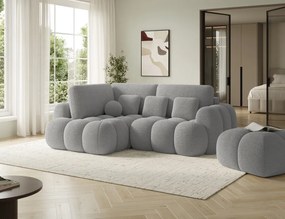 Puf Tapitat Covio 85x85x52 cm, gri Bouclé – Royal 04