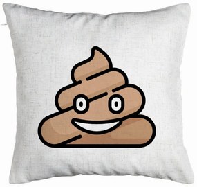 Perna Decorativa, Model Poo Emoji, 40x40 cm, Alb Murdar, Husa Detasabila, Burduf