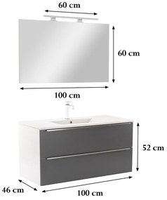 Mobilier complet de baie Vario Trim 100 alb-antracit