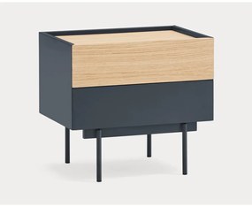 Noptieră gri antracit-natural cu aspect de lemn de stejar Otto – Teulat