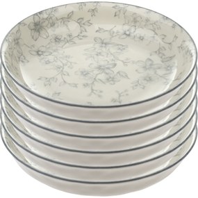 Set de 6 farfurii adânci Flori delicate 20 cm, gri