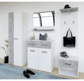 Set mobila pentru hol vestibul Sima 130 cm alb si beton