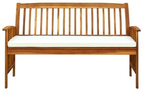 Banca de gradina cu perna, 147 cm, lemn masiv de acacia Crem, 147 cm, 1, Crem
