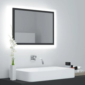 Oglinda de baie cu LED, gri, 60x8,5x37 cm, acril