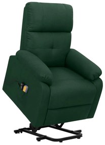329601 vidaXL Fotoliu masaj rabatabil vertical, verde închis, material textil