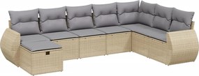 vidaXL Set canapele de grădină, 8 piese, cu perne, bej, poliratan