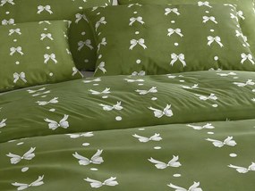 Lenjerie din microflanel WHITE BOW verde Dimensiune lenjerie de pat: 70 x 90 cm | 140 x 200 cm