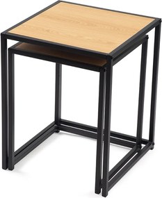 Măsuțe auxiliare 2 buc. cu aspect de lemn de stejar 38x38 cm Noah – Bonami Essentials