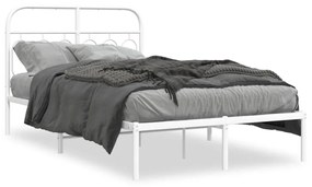377164 vidaXL Cadru de pat metalic cu tăblie, alb, 120x200 cm