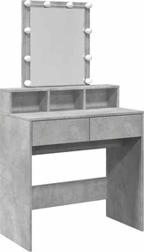 vidaXL Masă de toaletă cu LED, gri beton, 80x41x144,5 cm