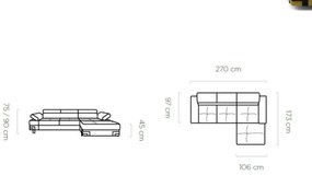 Coltar living extensibil Emporio Mini pe dreapta – L270 x l173 x h90 cm